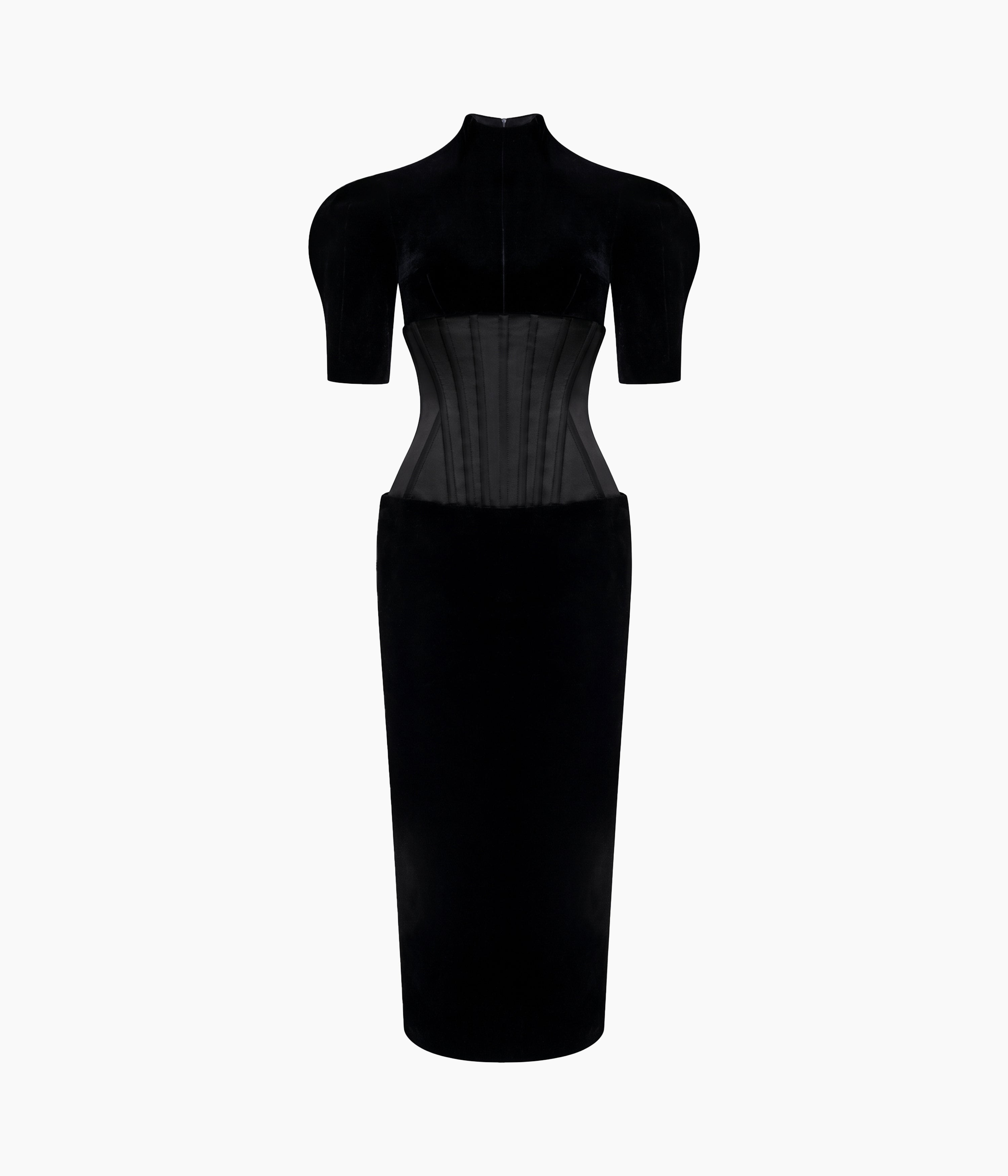 Velvet and satin corset dress
