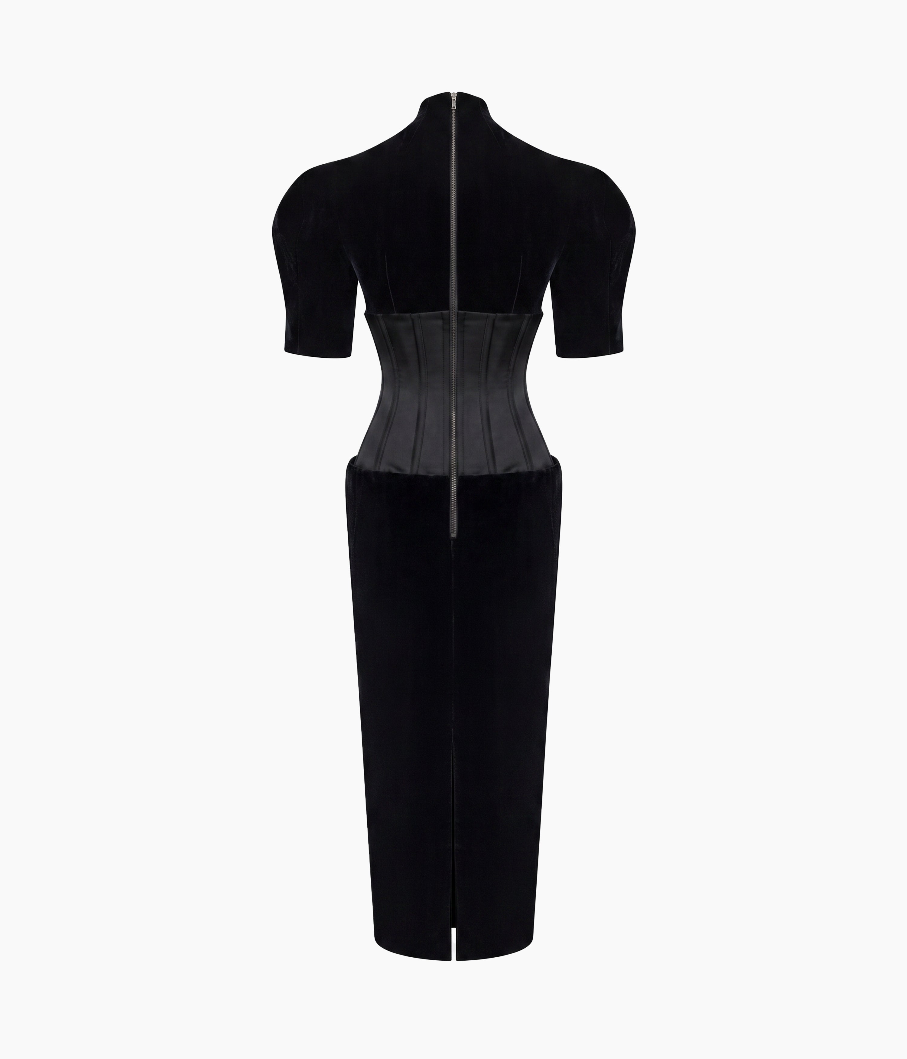 Velvet and satin corset dress