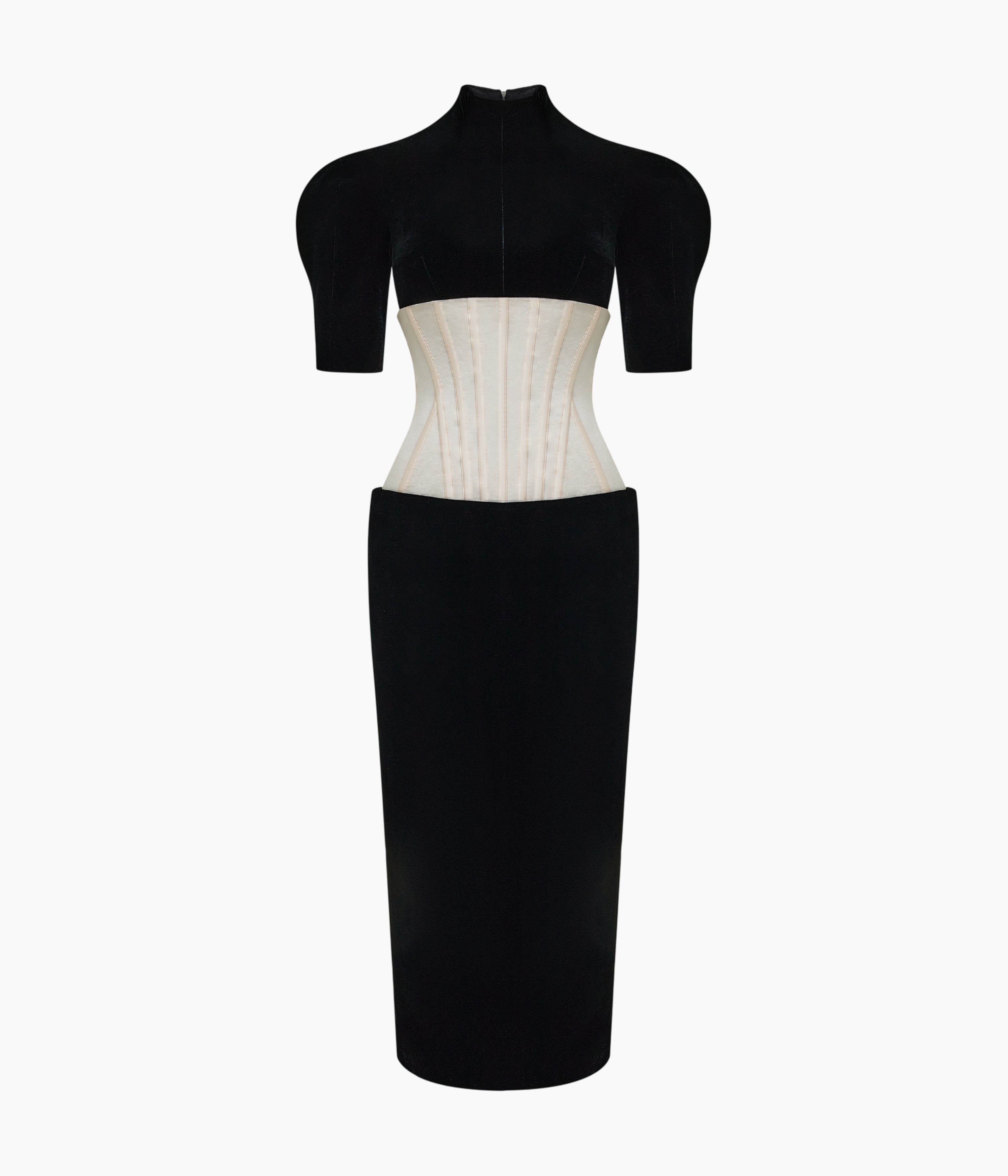 Velvet and satin corset dress