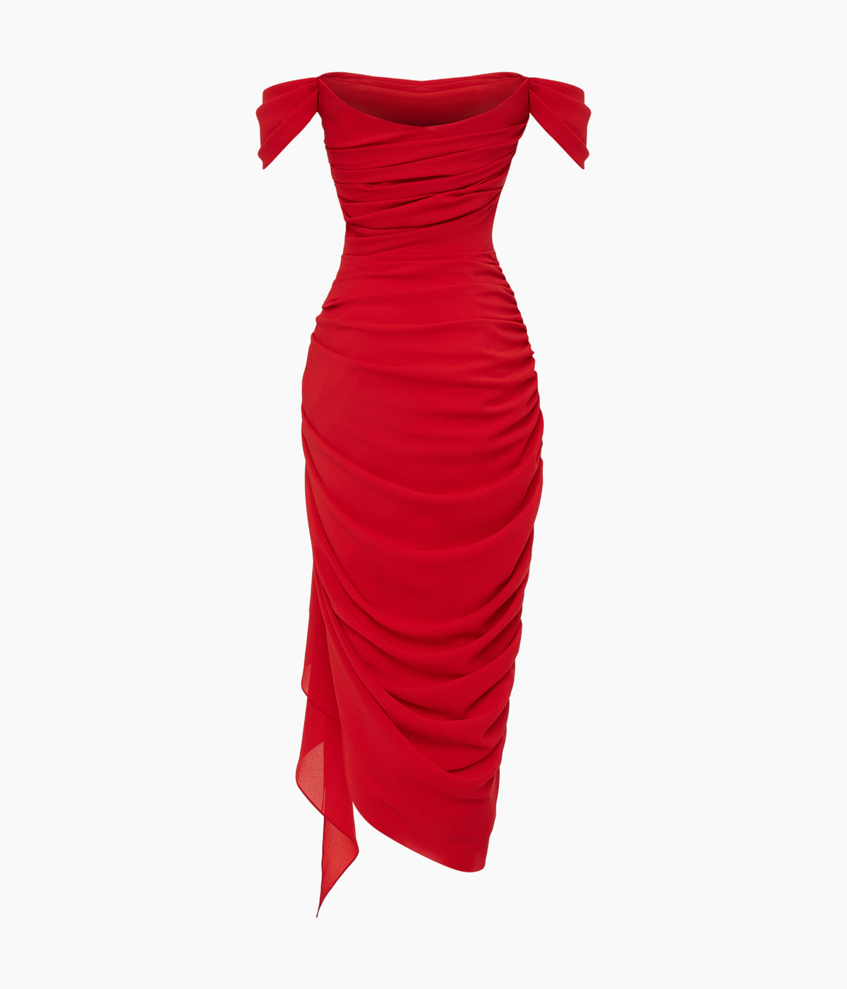 Off-shoulder dress with draping
