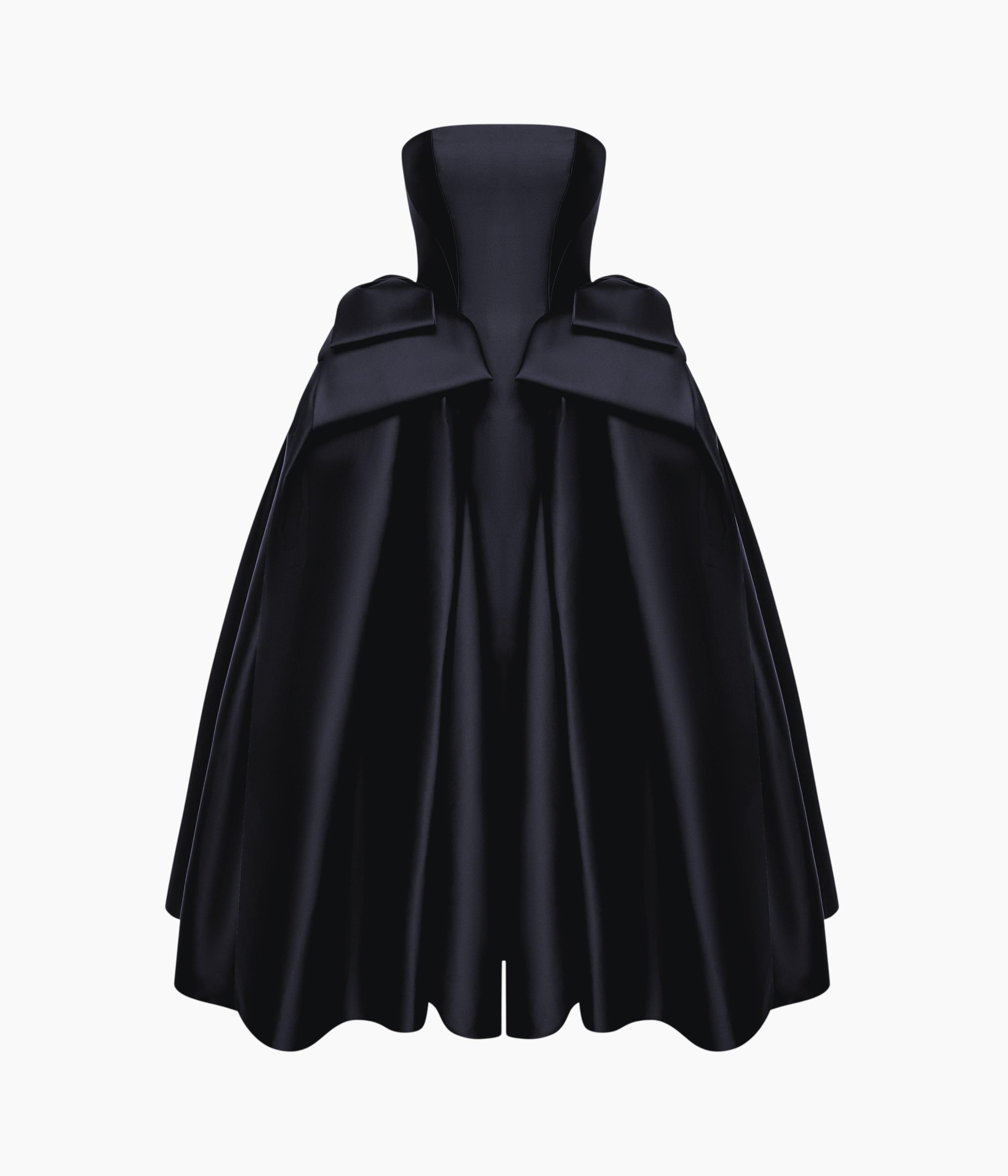 Satin Midi Dress with Sculptural Bow Details
