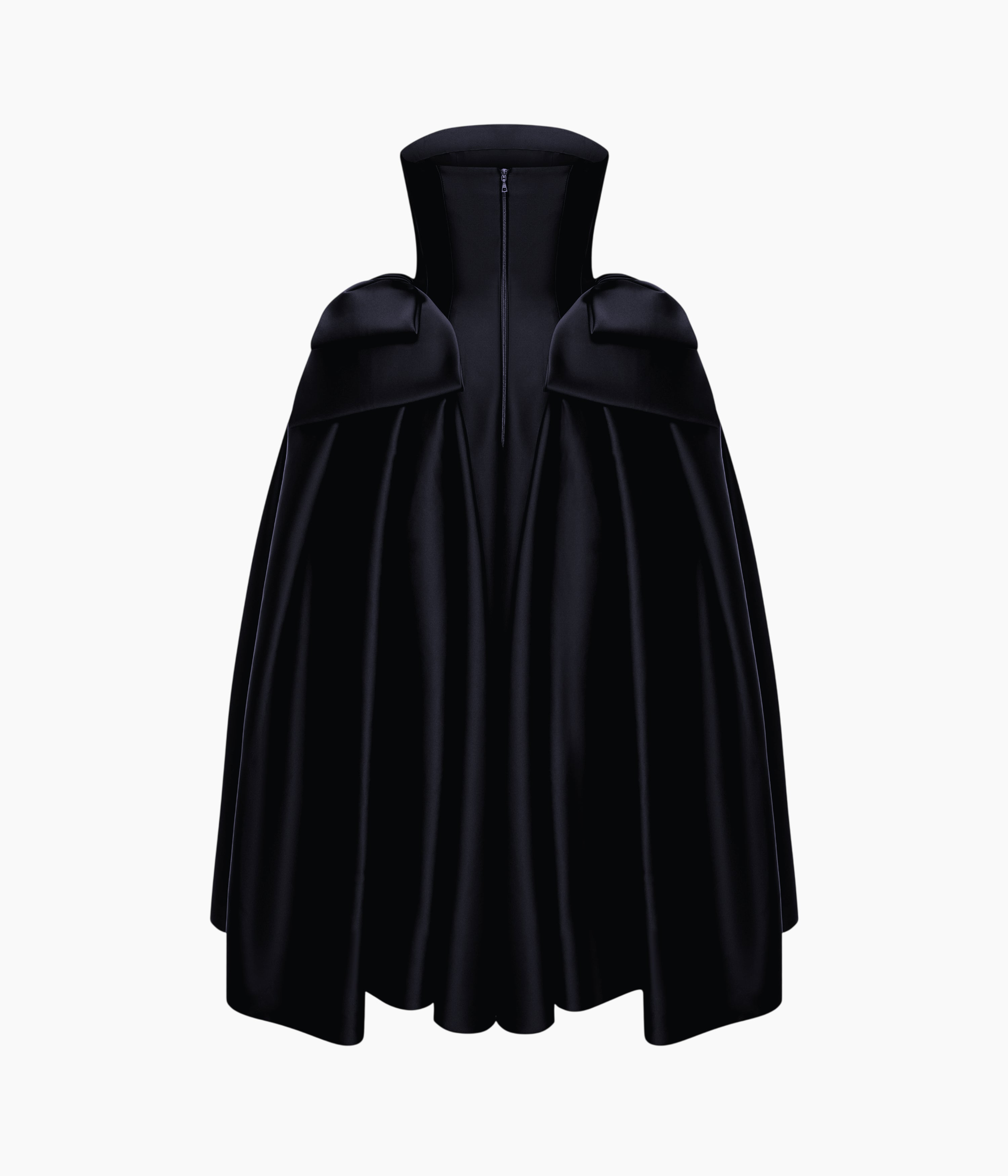Satin Midi Dress with Sculptural Bow Details