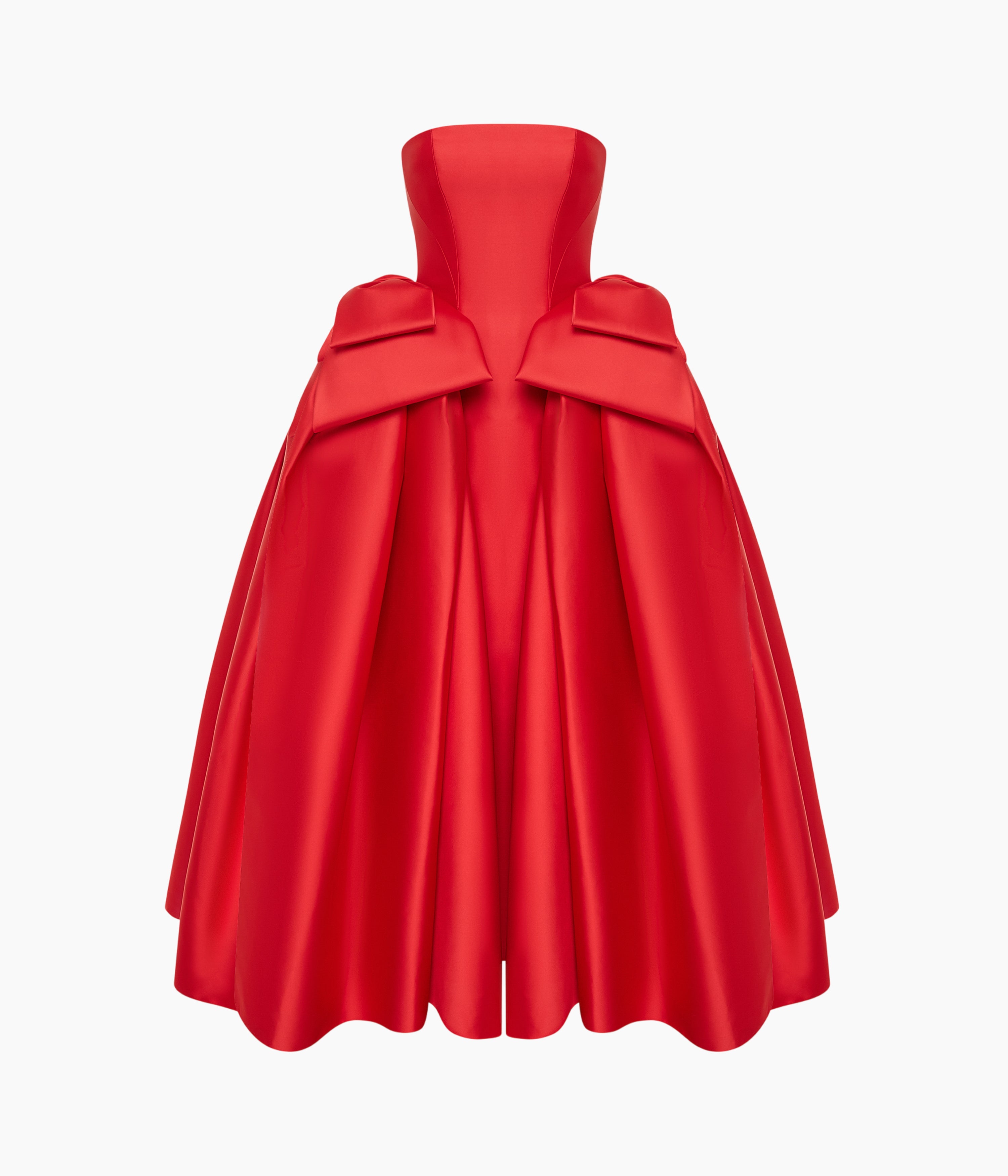Satin Midi Dress with Sculptural Bow Details