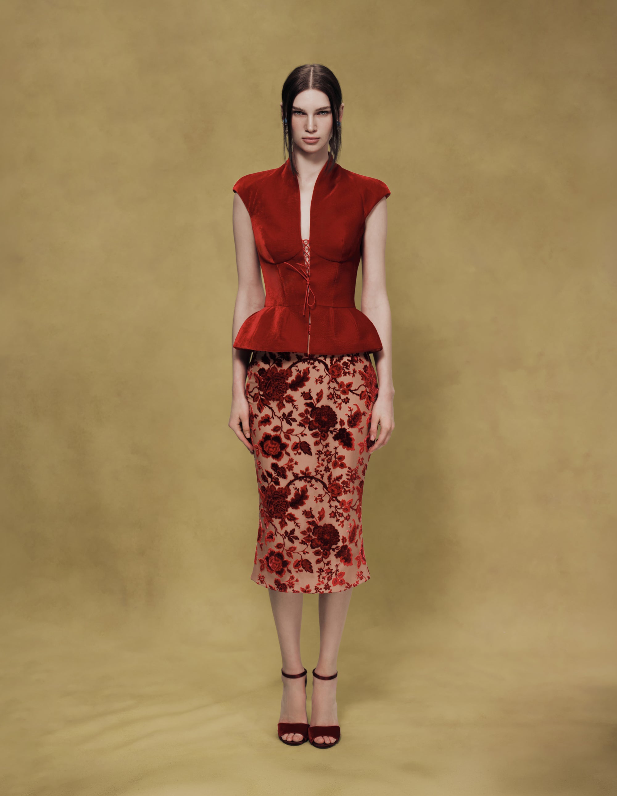 Devoré Velvet Midi Skirt
