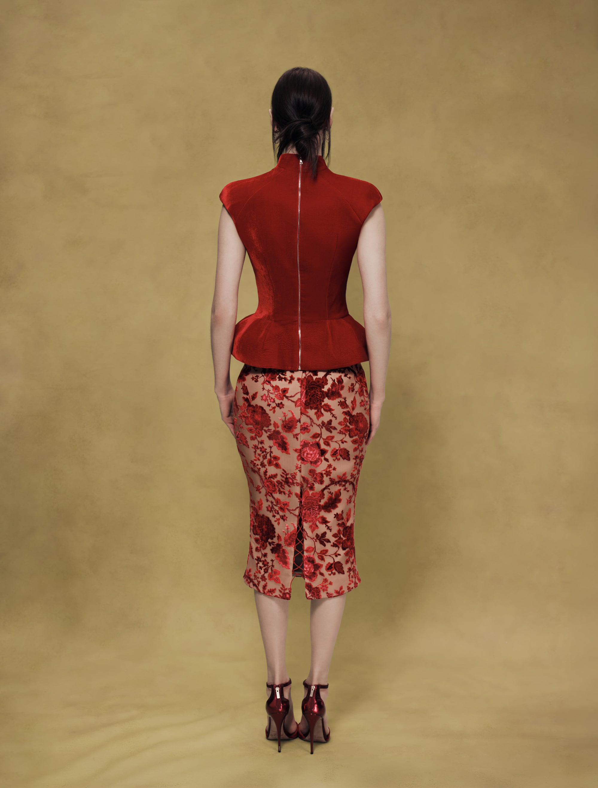 Devoré Velvet Midi Skirt