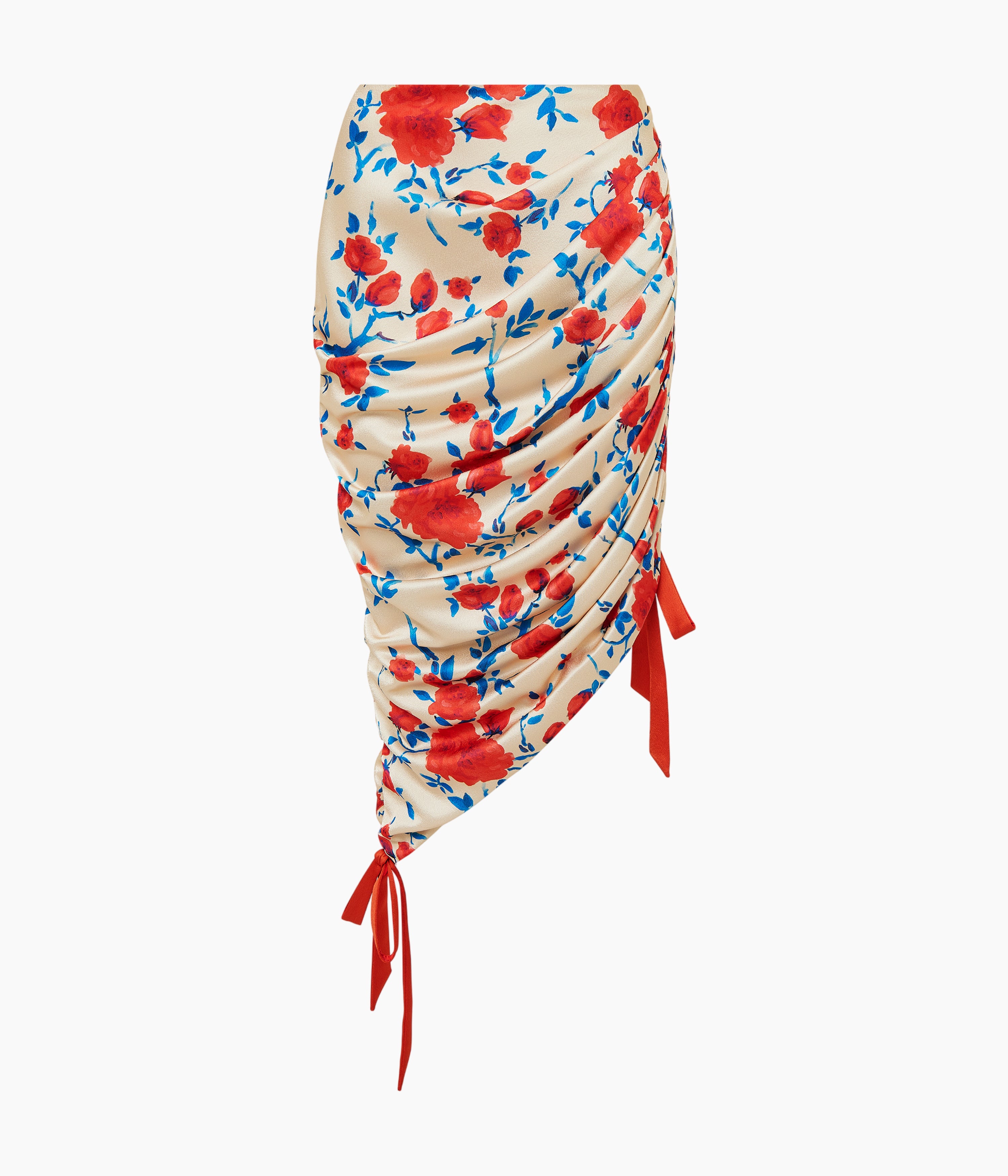 Printed Crepe Satin Draped Skirt