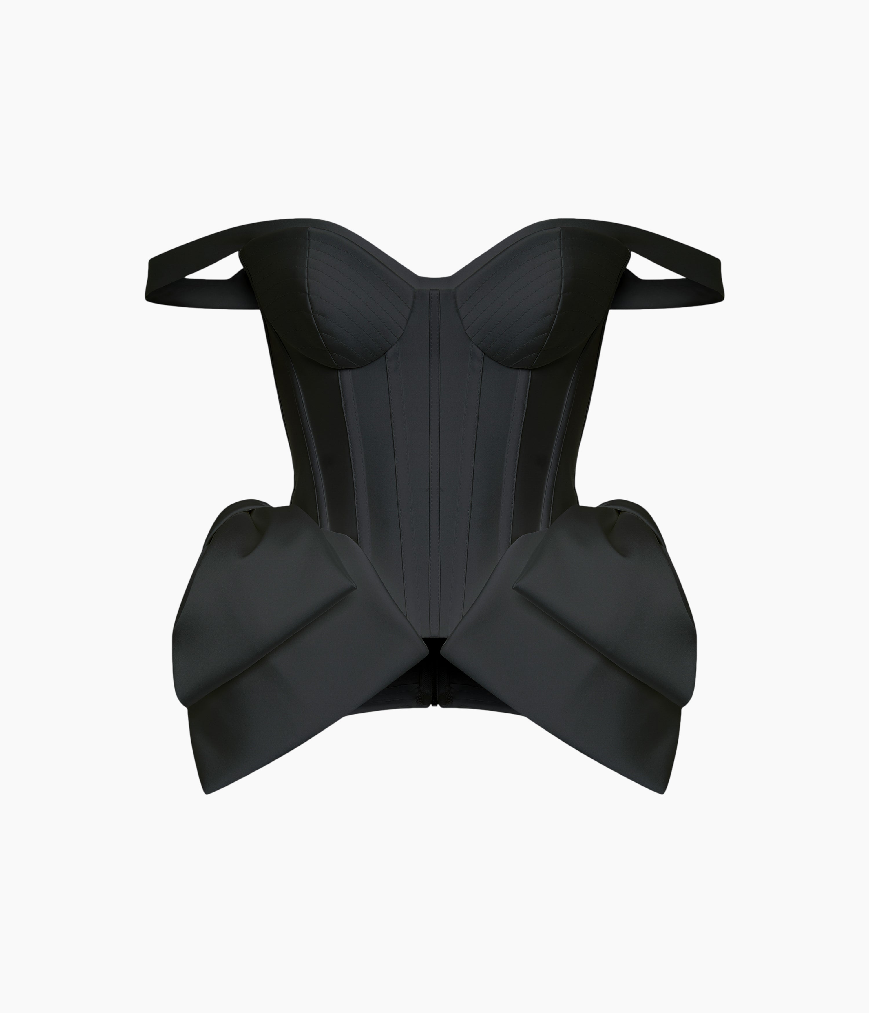 Laced Satin Corset with Panniers and Bows