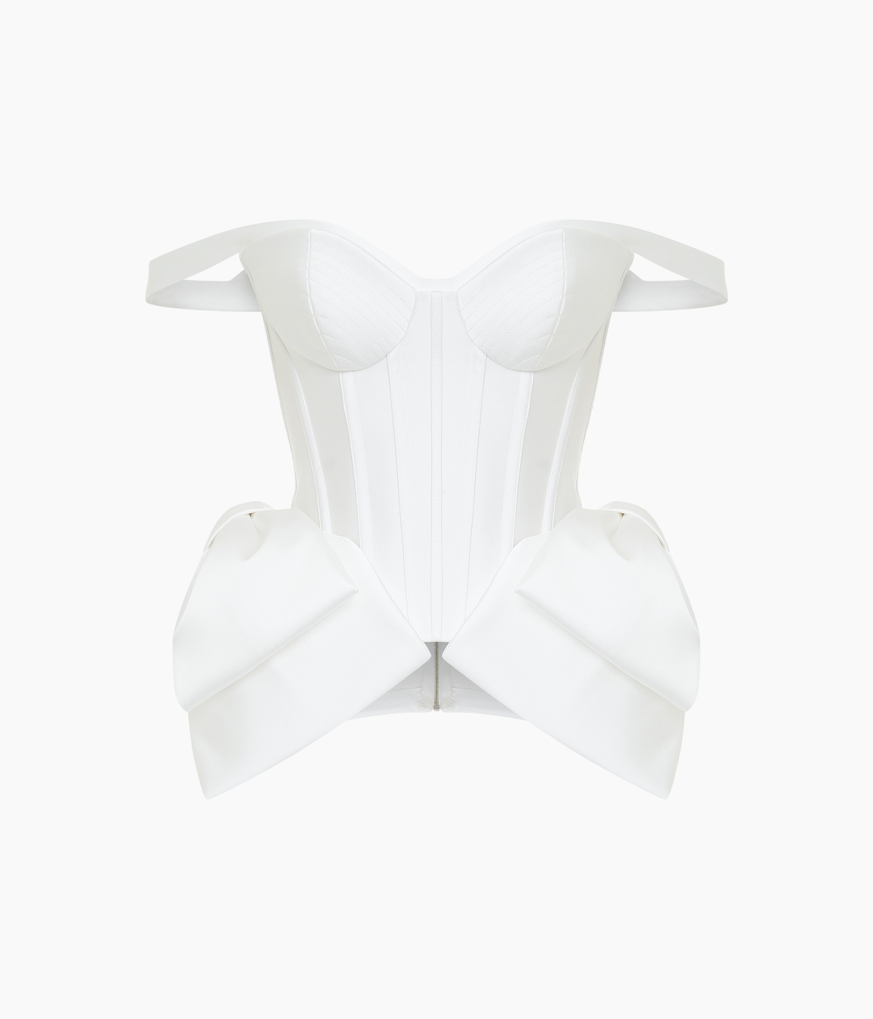 Laced Satin Corset with Panniers and Bows