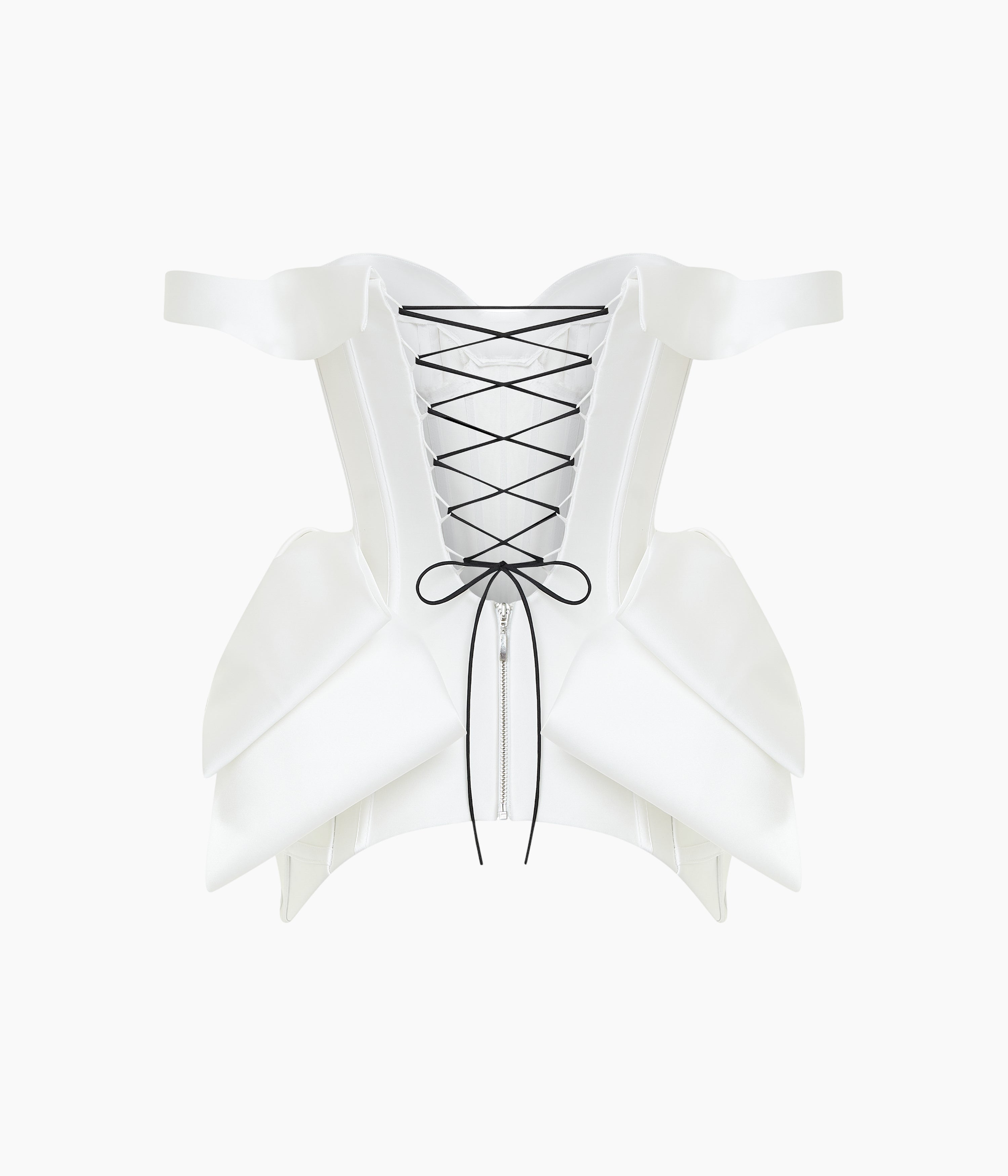 Laced Satin Corset with Panniers and Bows