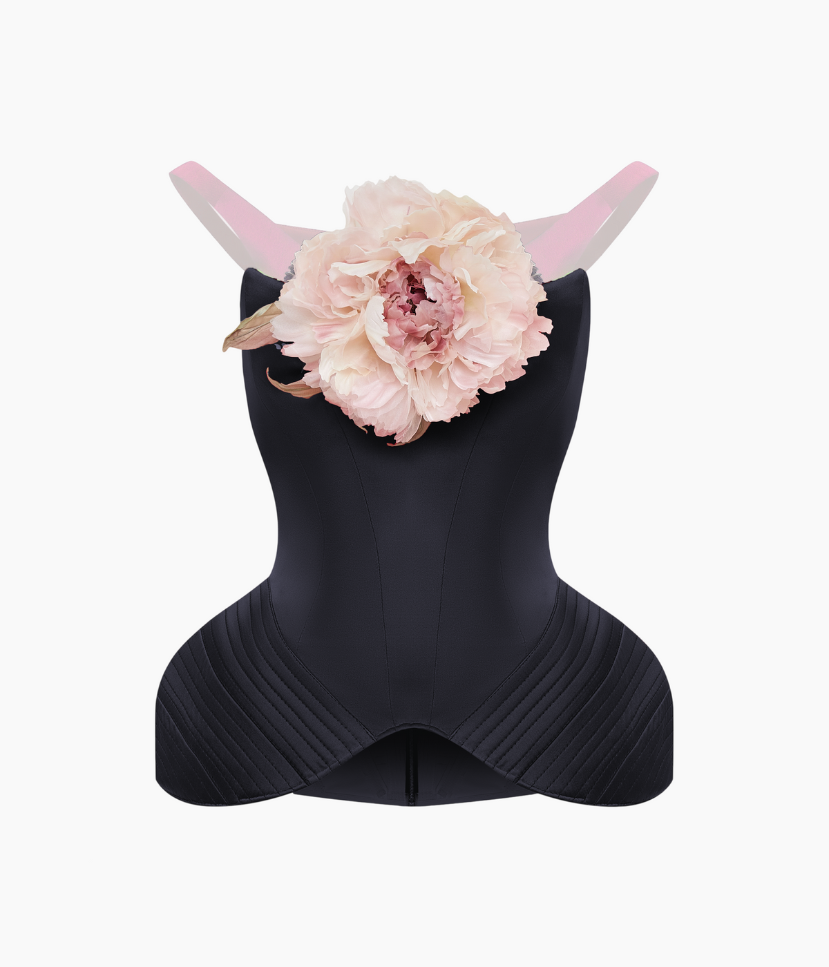 Corset with wide straps and a brooch
