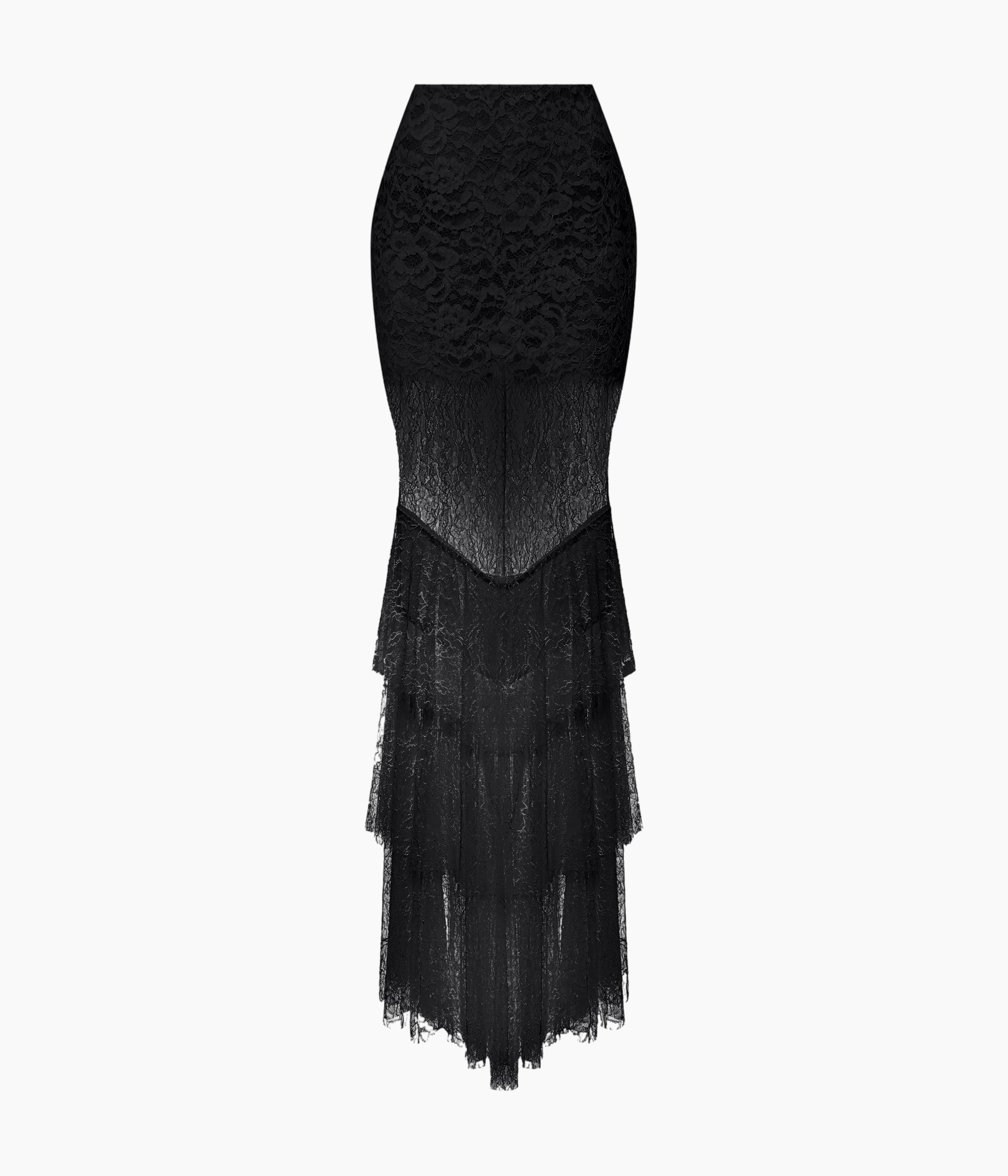Lace floor-length skirt with ruffles