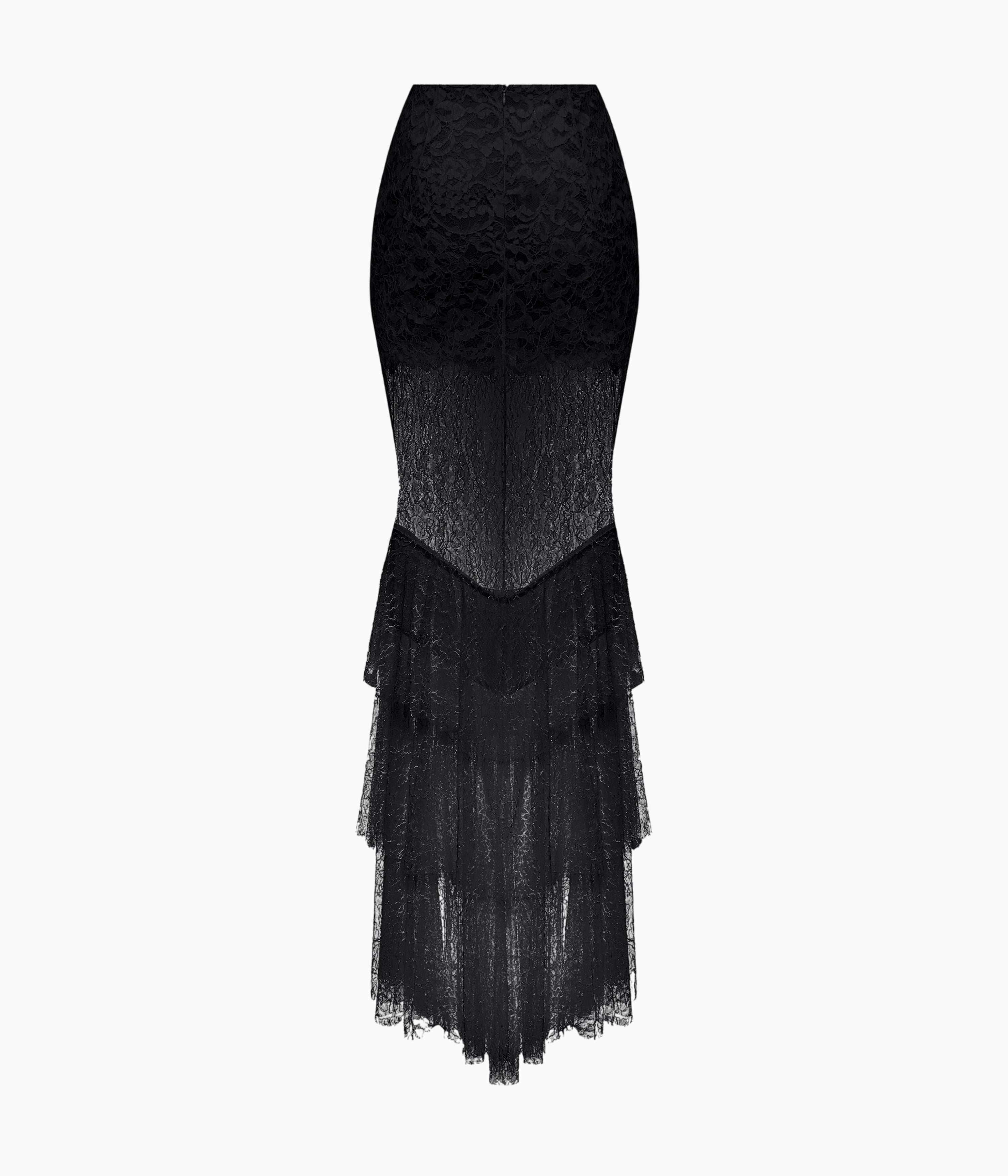 Lace floor-length skirt with ruffles