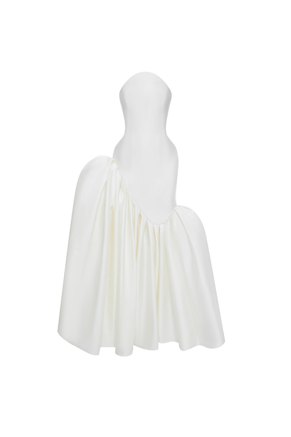 Asymmetric structured satin corset maxi dress