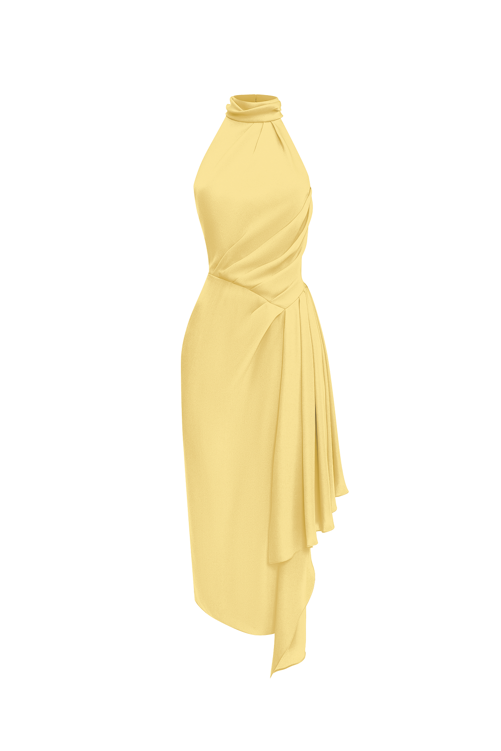 Viscose crepe midi dress with draping
