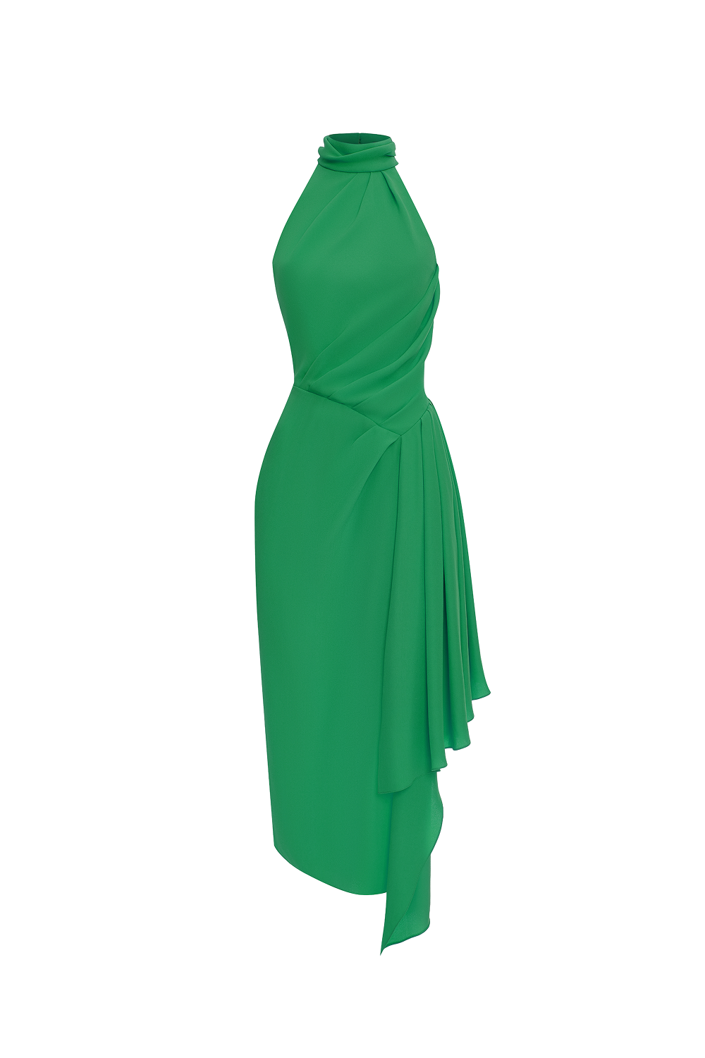 Viscose crepe midi dress with draping