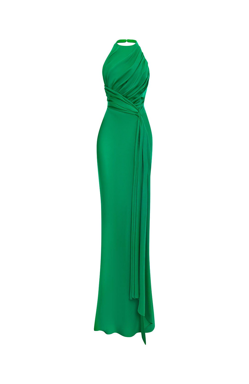 Viscose crepe maxi dress with train
