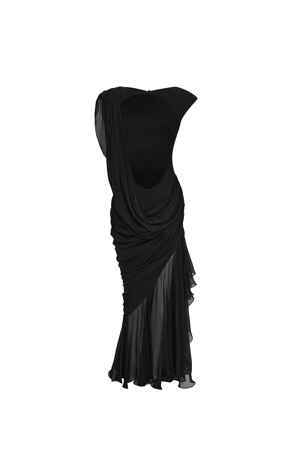 Viscose and silk maxi dress with open back