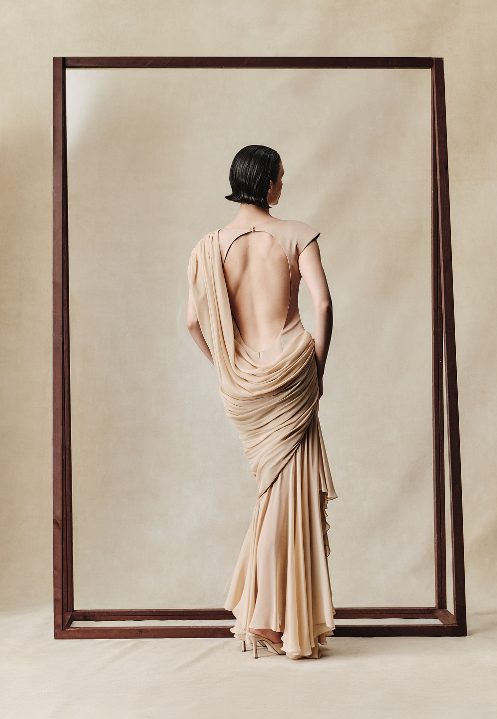 Viscose and silk maxi dress with open back