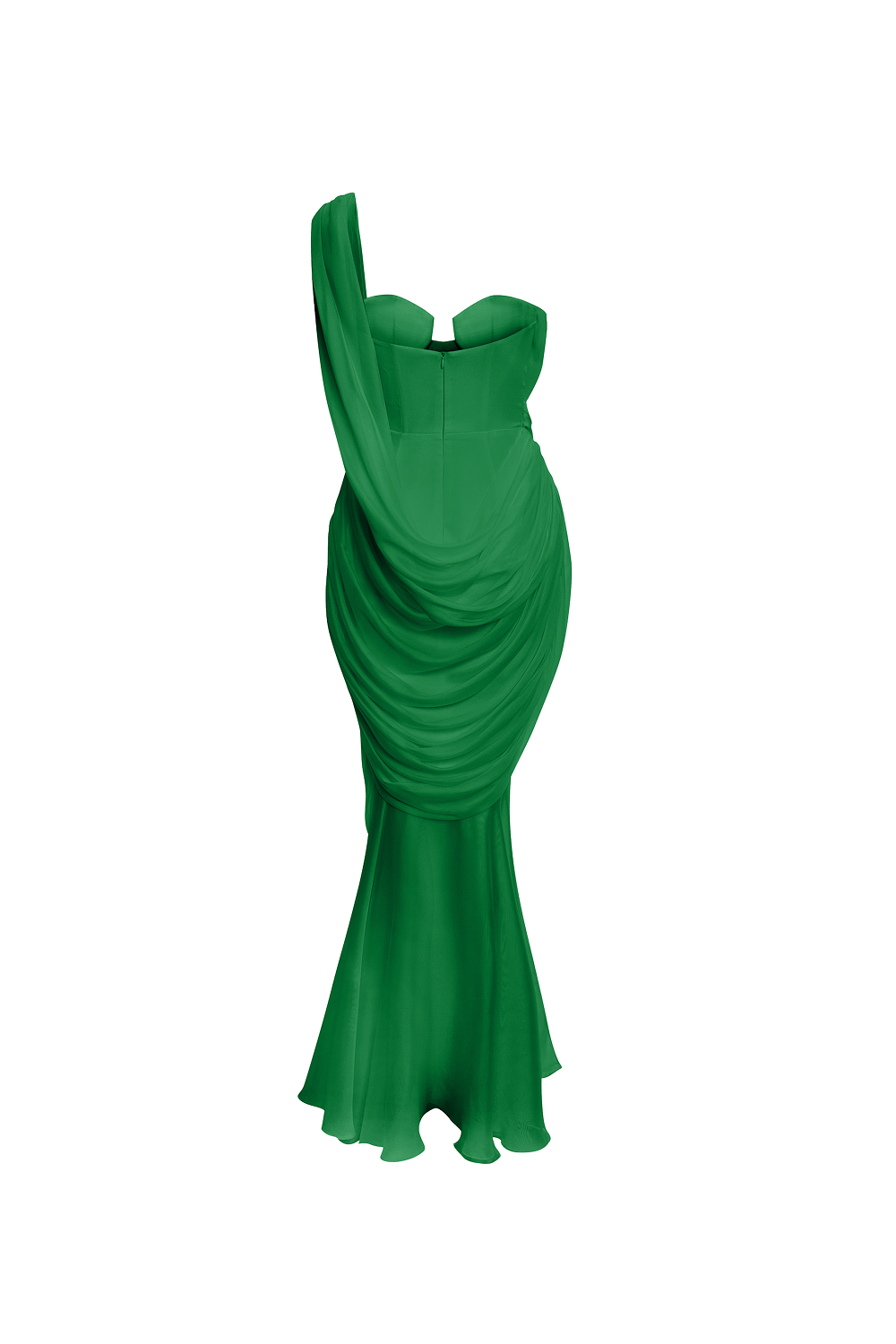 Viscose and silk corset maxi dress with draping – Rasario