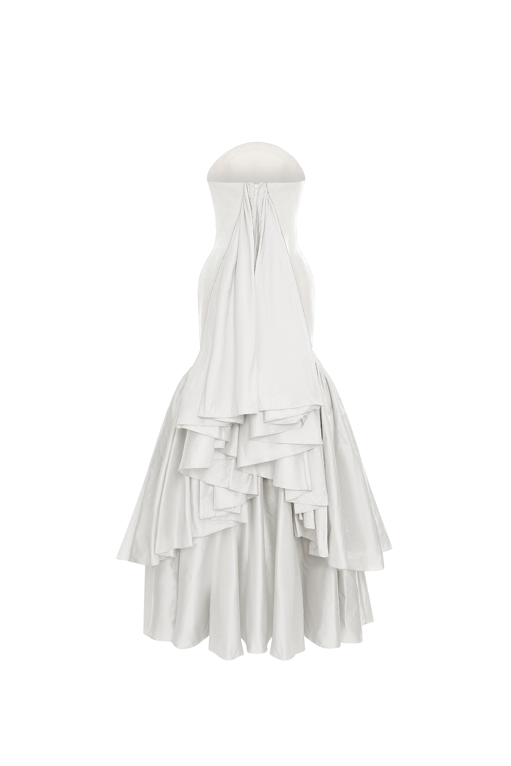Viscose and silk corset maxi dress with ruffles