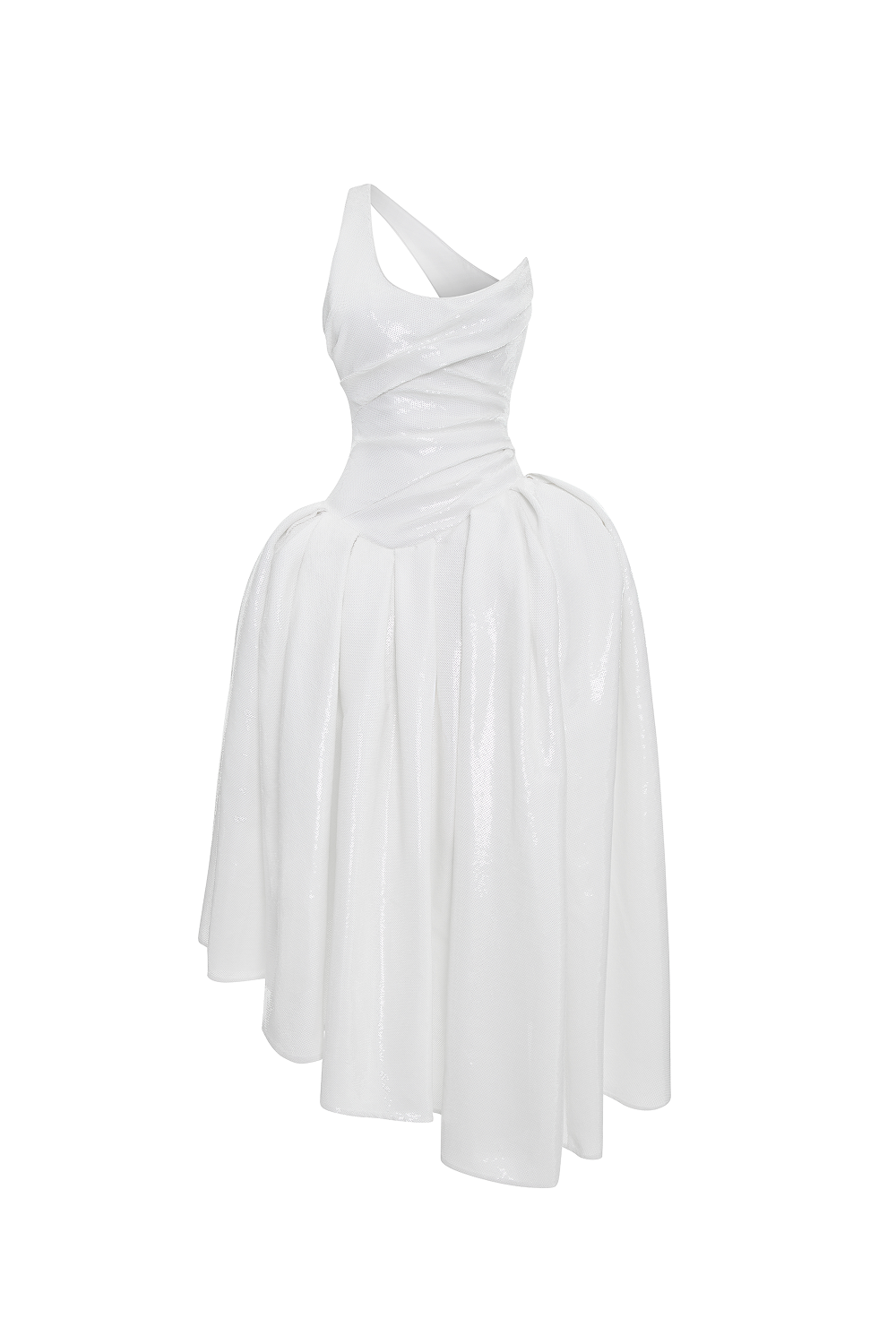 Asymmetric sequin corset maxi dress