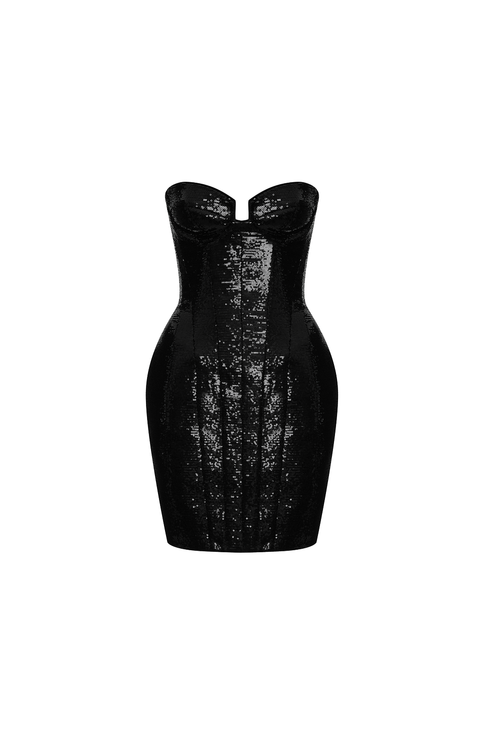 Sequin corset mini dress with voluminous skirt