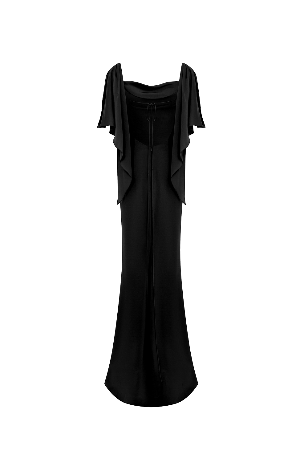 Viscose crepe maxi dress with draping and open back
