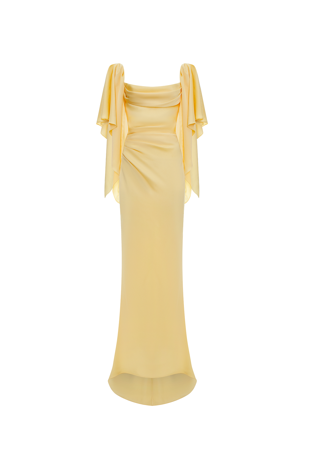 Viscose crepe maxi dress with draping and open back