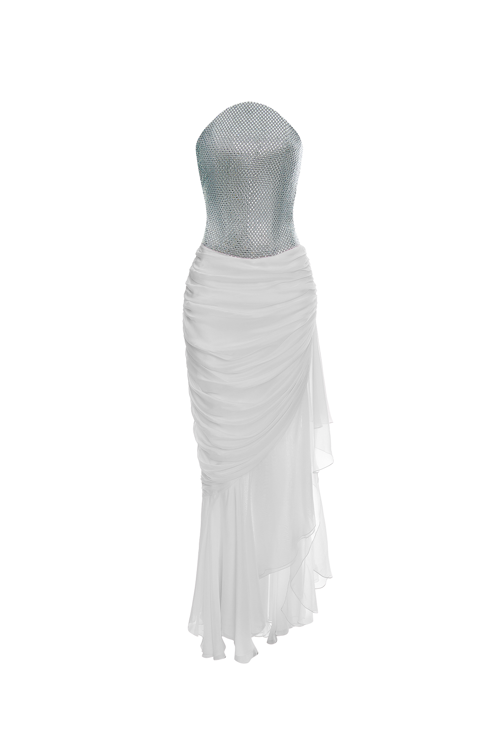 Crystal corset and silk chiffon dress