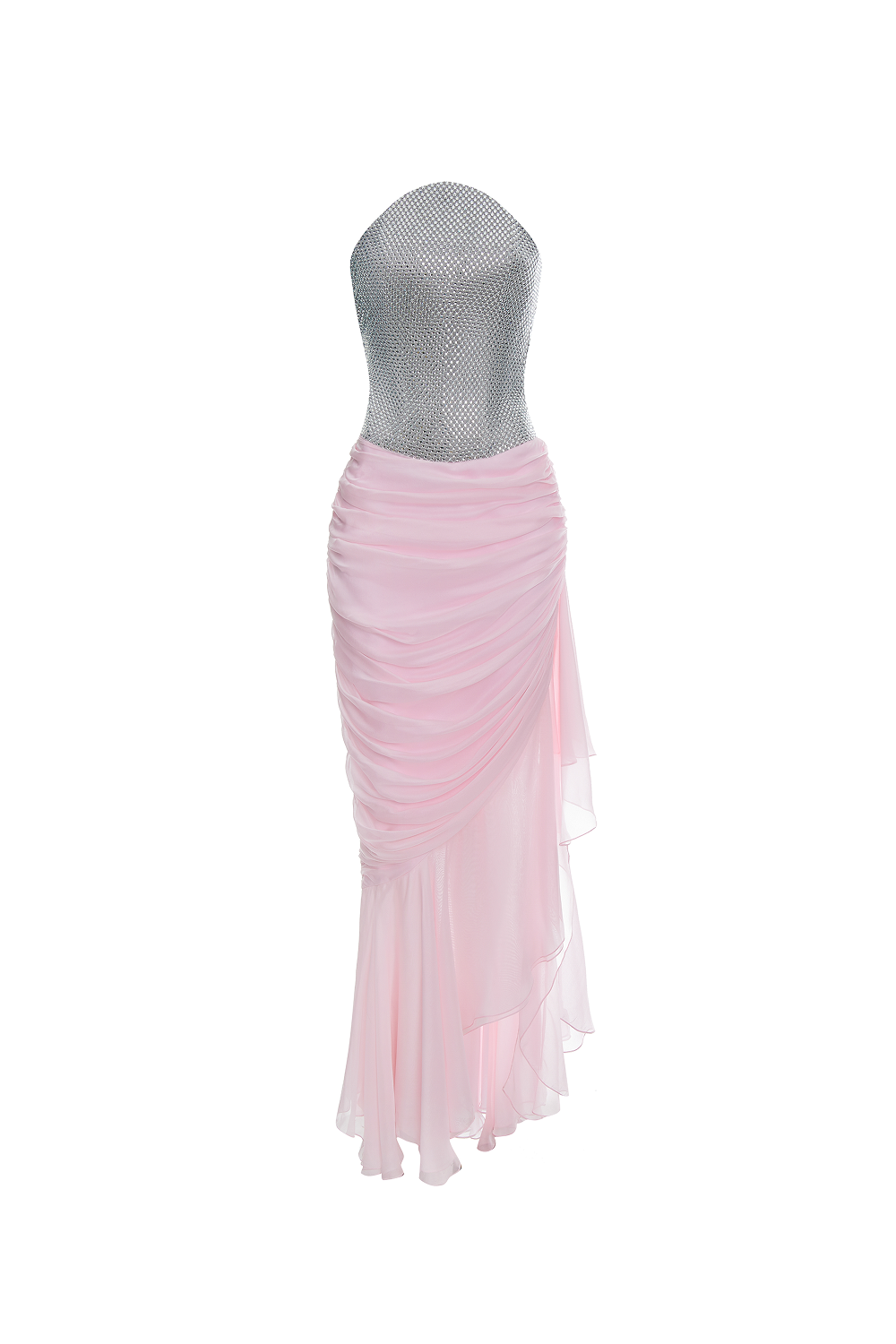Crystal corset and silk chiffon dress