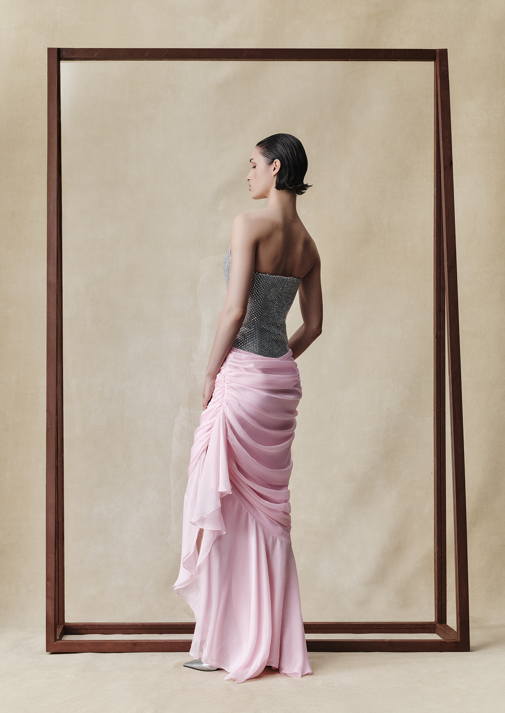 Crystal corset and silk chiffon dress – Rasario