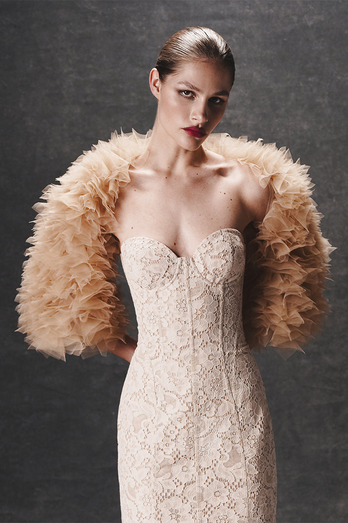 Voluminous tulle bolero beige BL006 – RASARIO