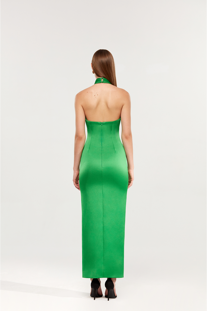 Halter-neck satin long midi dress 44 (FR) / Light blue Halter-neck satin long midi dress 44 (FR) / Light blue