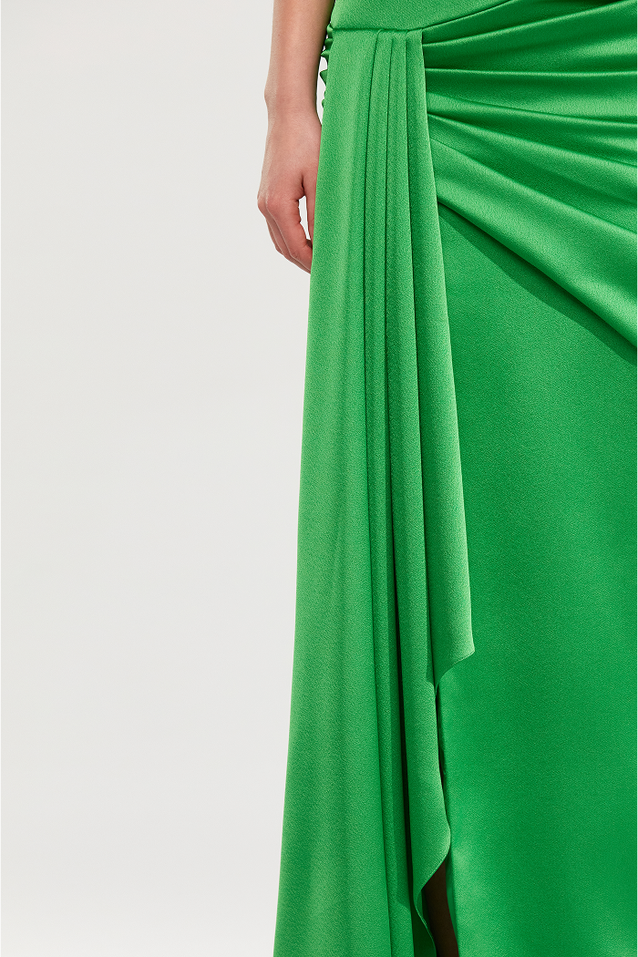 Satin maxi dress with a train 34 (FR) / Green Satin maxi dress with a train 34 (FR) / Green