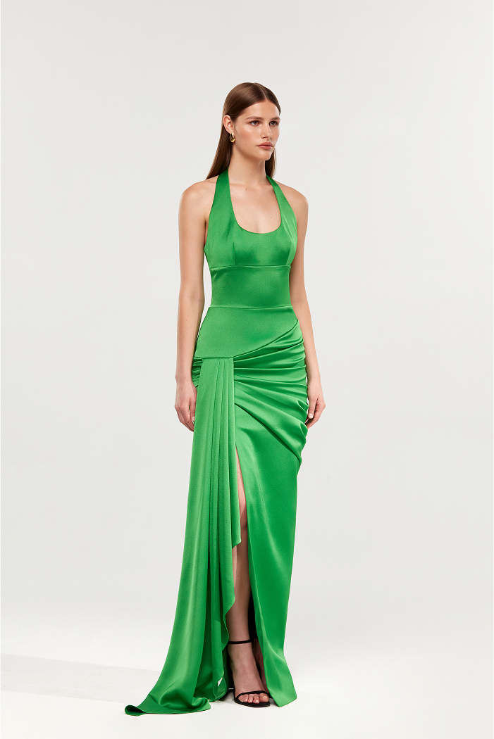 Satin maxi dress with a train Satin maxi dress with a train