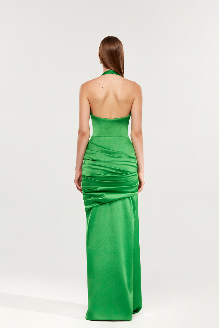 Satin maxi dress with a train Satin maxi dress with a train