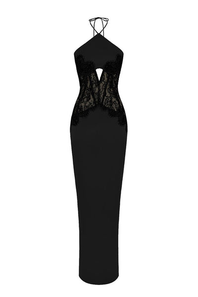 Satin and lace corset maxi dress – Color: Black – RASARIO Online Boutique 44 (FR) / Black