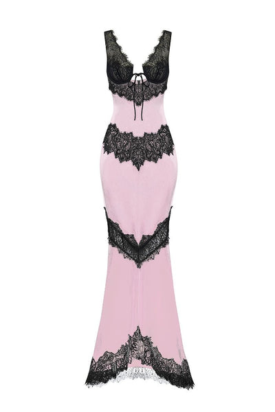 Satin-and-lace-maxi-dress-with