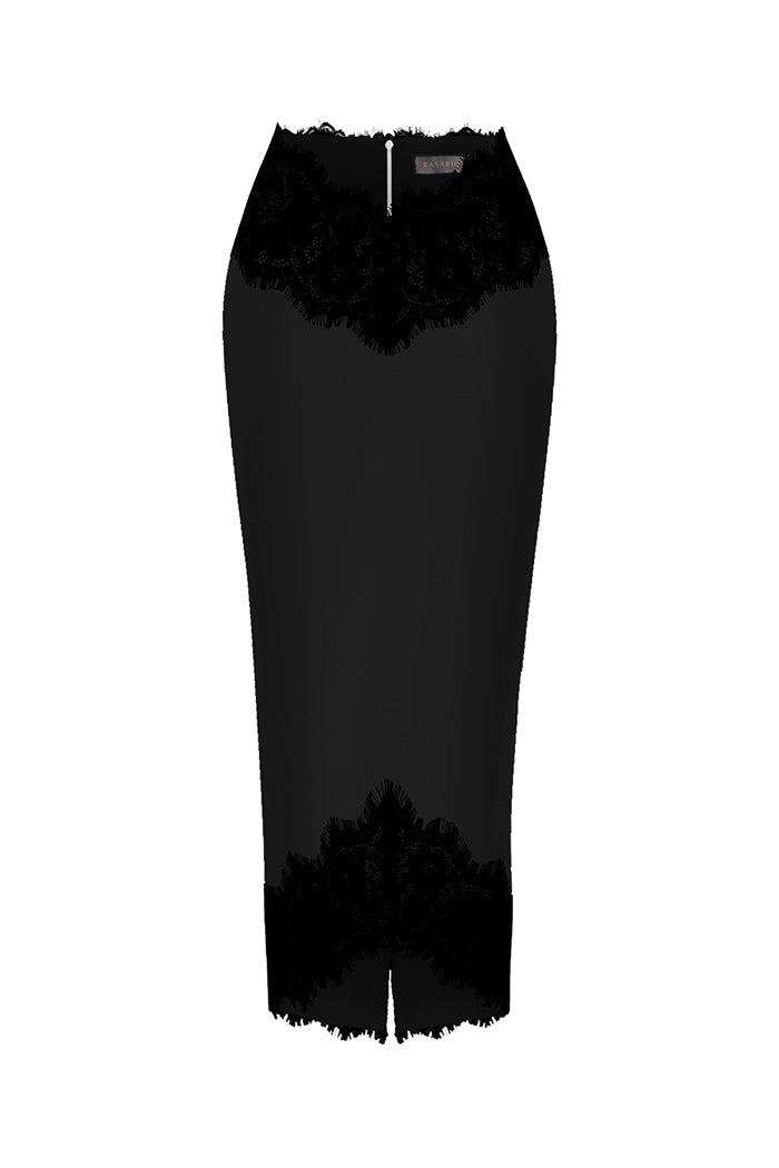 Satin and lace midi skirt – Rasario