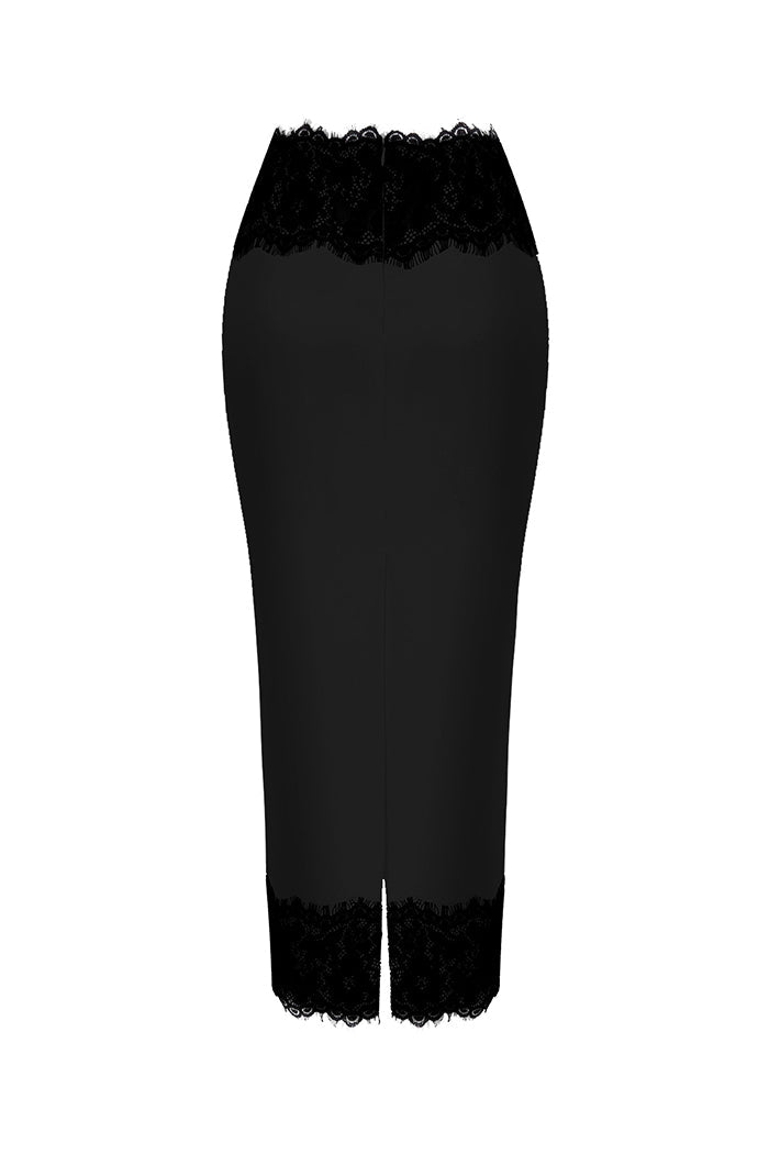 Satin and lace midi skirt – Rasario