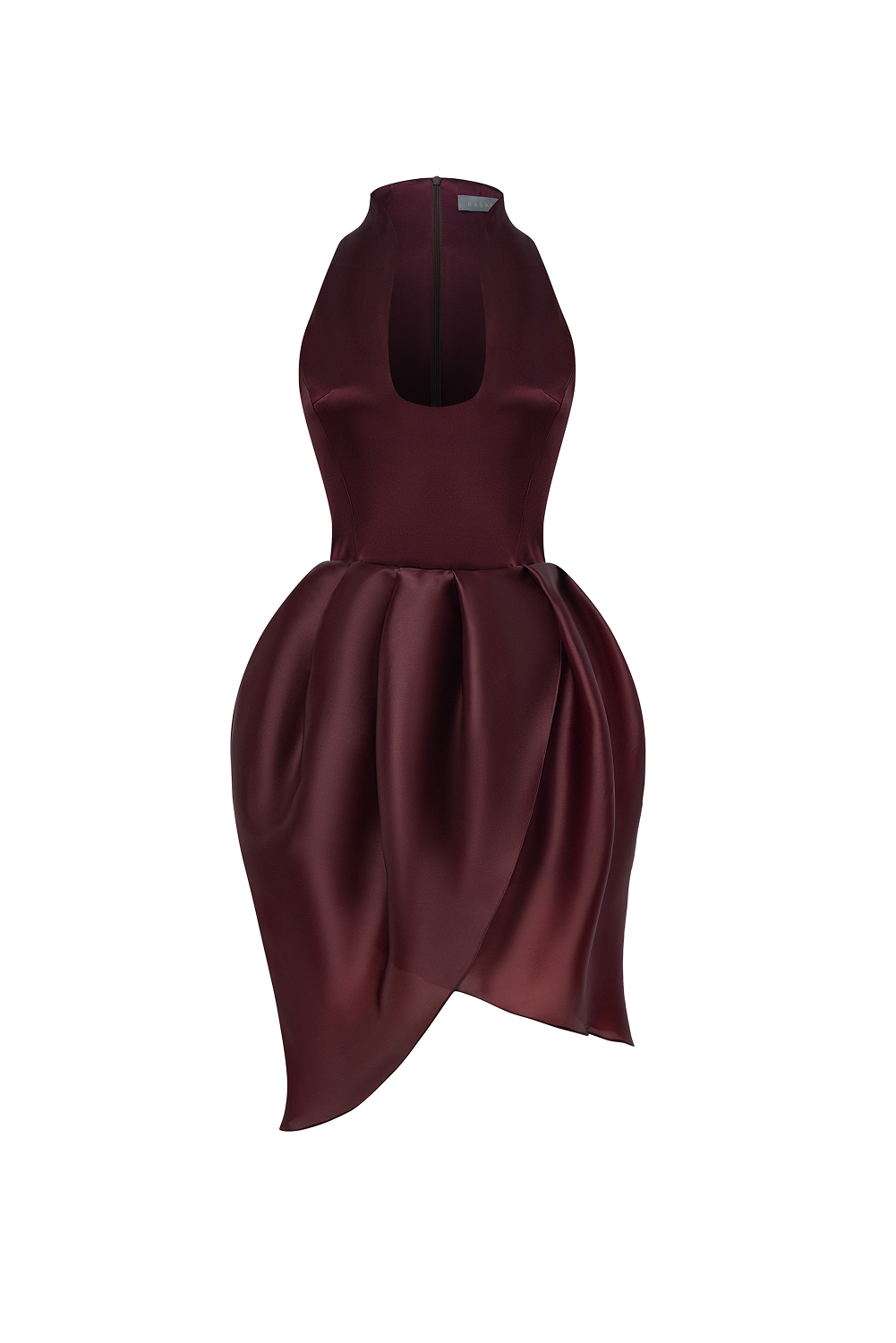 Satin and silk organza mini dress – Color: Burgundy – RASARIO Online Boutique 42 (FR) / Burgundy