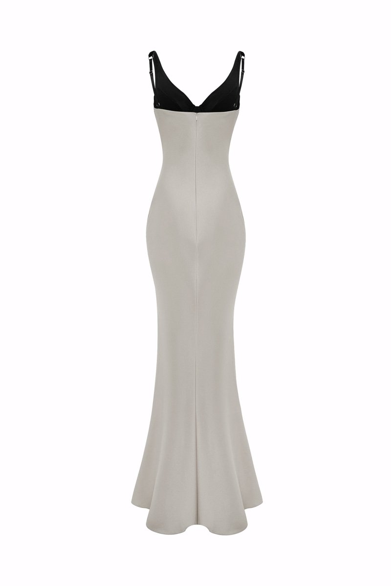 Satin and velvet draped maxi dress – Rasario