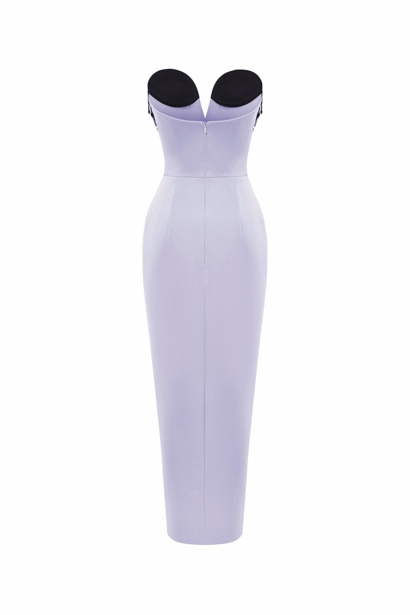 Satin and velvet fringed corset midi dress – Rasario