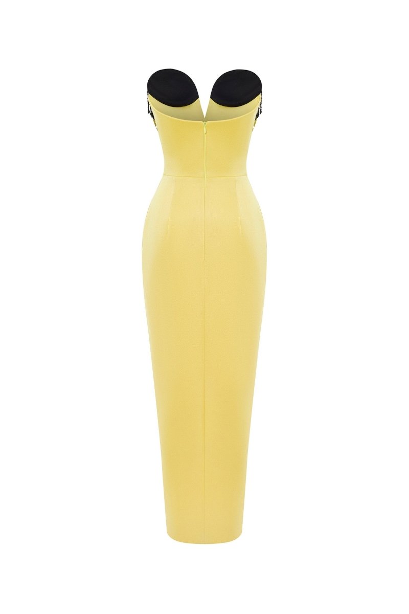Satin and velvet fringed corset midi dress – Rasario