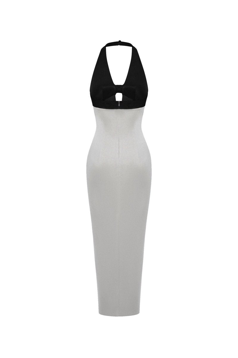 Satin and velvet midi dress – Rasario