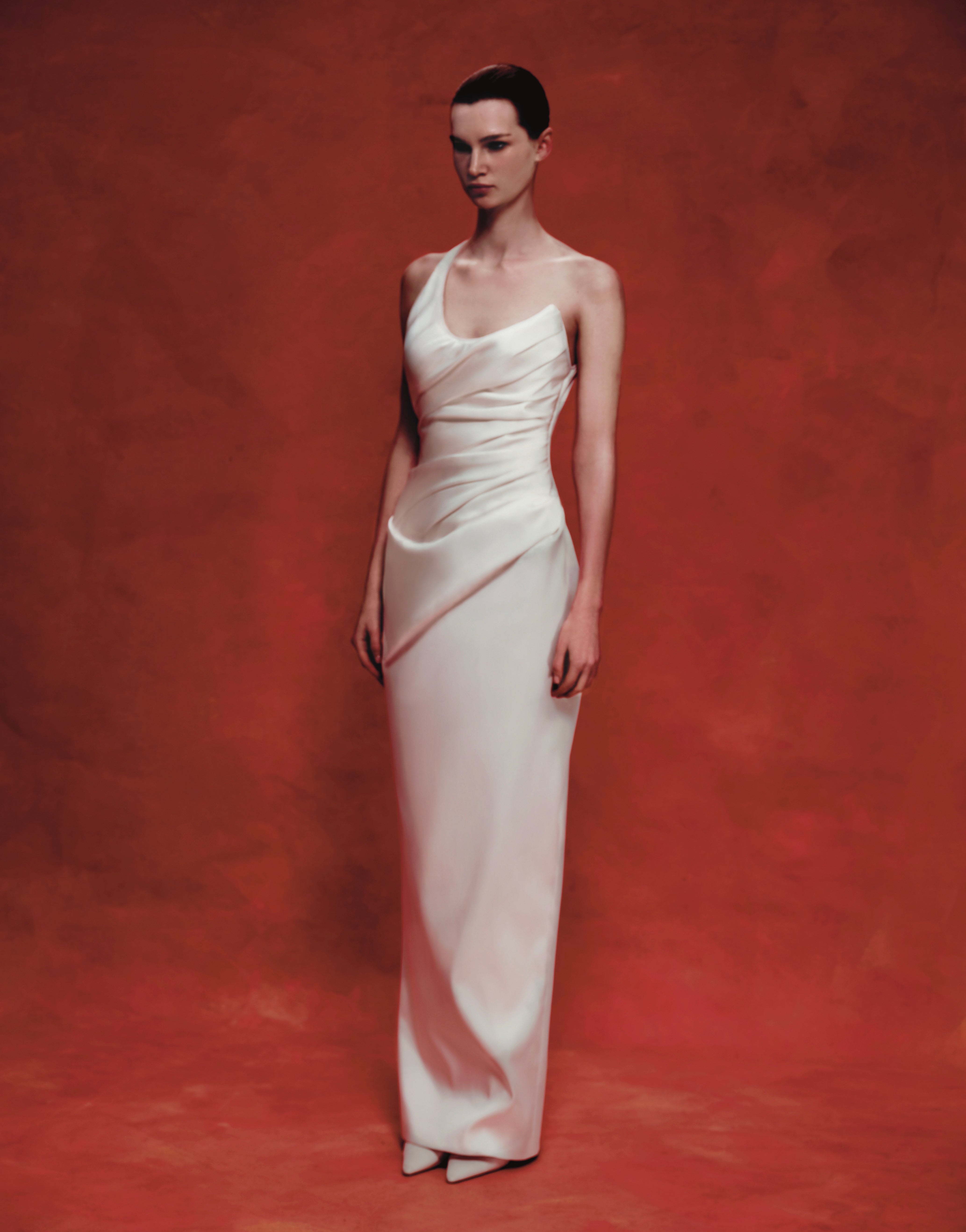 Satin corset draped maxi dress – Color: White – RASARIO Online Boutique 34 (FR) / White