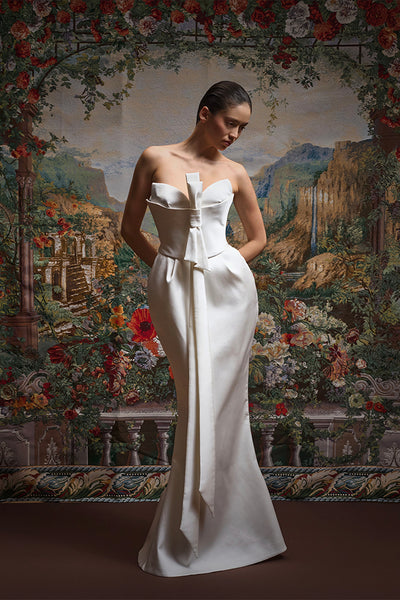 rasario satin dress Wedding dress Satin corset maxi dress – RASARIO Online Boutique 46 (FR) / White