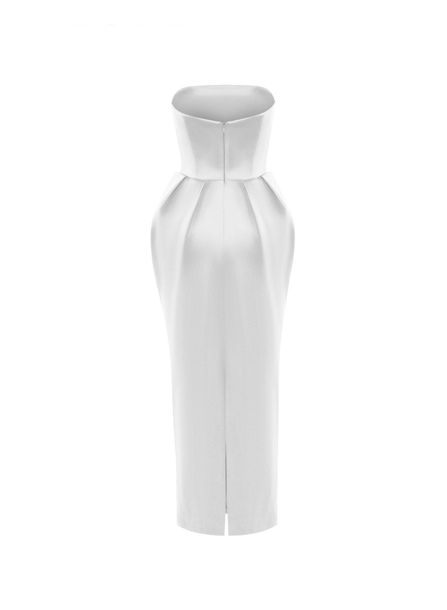 Satin long midi dress with voluminous skirt – Rasario