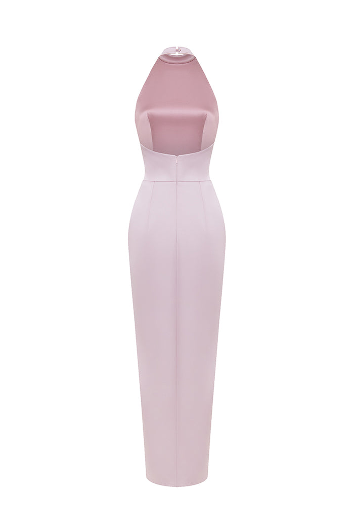 Satin maxi dress with a side slit – Rasario