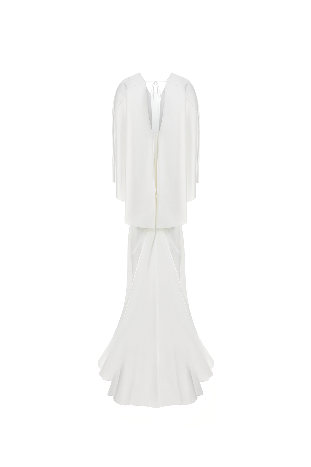 Satin maxi dress with butterfly sleeves and train – Rasario